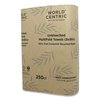 World Centric Multifold Paper Towels, 1 Ply, 1 Sheets, Natural, 4000 PK TWPAMF